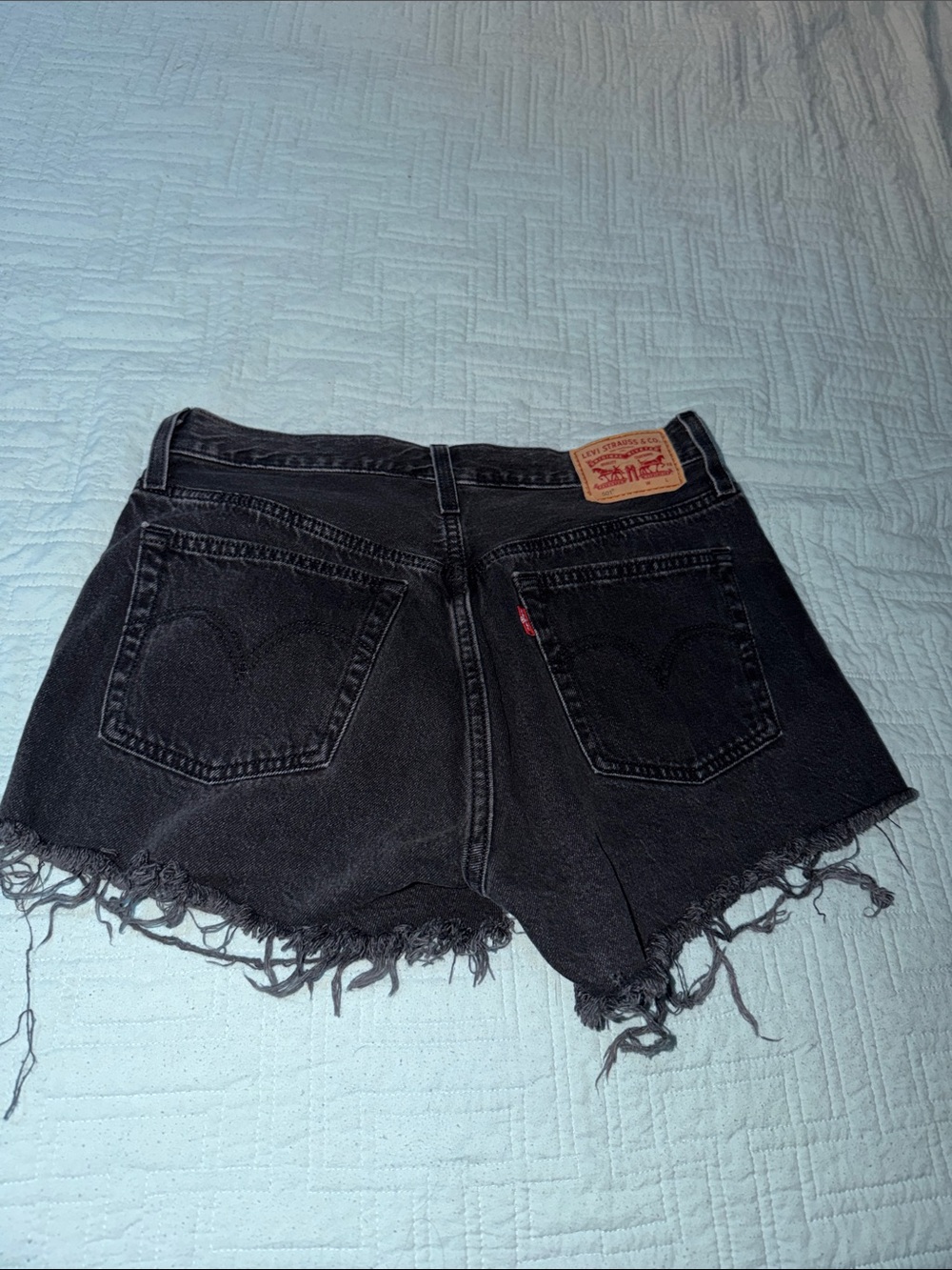 Levi's Black Cutoff Denim Shorts with Frayed Hem